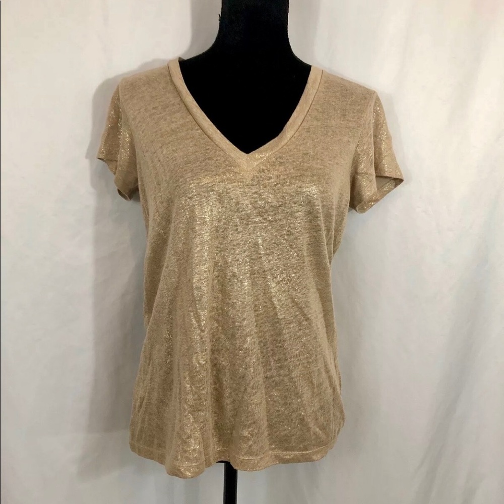 J. Crew gold 100% linen tee shirt xs